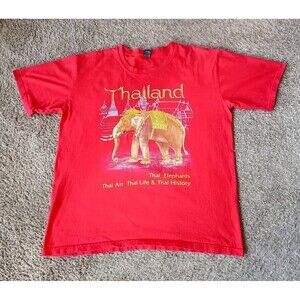 Vintage Thailand T-Shirt Men's Size XXL Animal Graphic Print Red Shirt